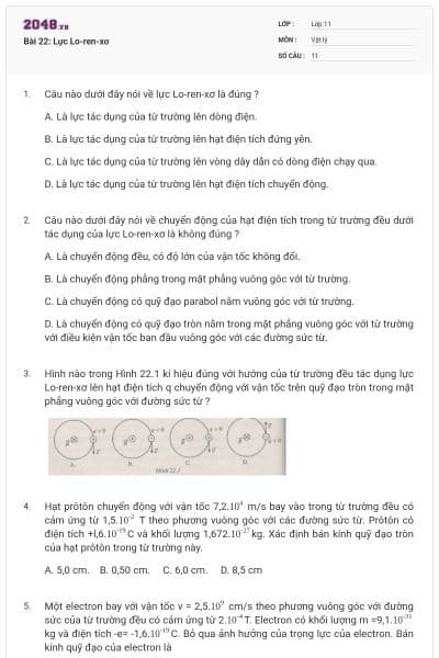 Bài 22: Lực Lo-ren-xơ