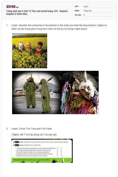 Tiếng Anh lớp 6 Unit 12 The real world trang 124 - Explore English 6 Cánh diều