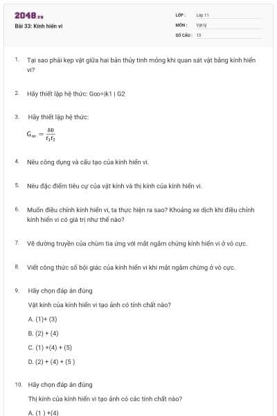 Bài 33: Kính hiển vi