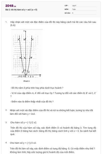 Bài 2: Đồ thị hàm số y = ax2 (a ≠ 0)