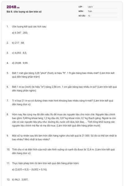 Bài 8. Ước lượng và làm tròn số
