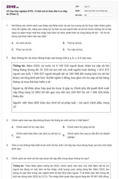 25 Câu trắc nghiệm KTPL 12 Kết nối tri thức Bài 4 có đáp án (Phần 2)