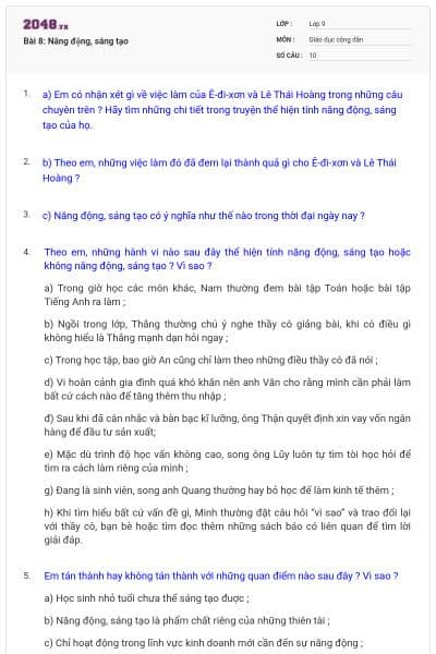 Bài 8: Năng động, sáng tạo