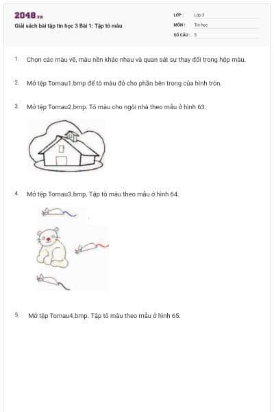 Giải sách bài tập tin học 3 Bài 1: Tập tô màu