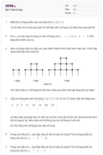Bài 3: Cấp số cộng