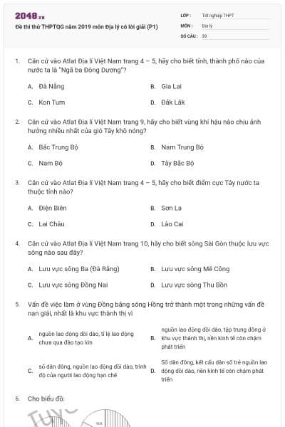 Đề thi thử THPTQG năm 2019 môn Địa lý có lời giải (P1)