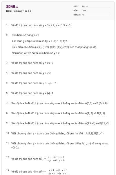 Bài 2: Hàm số y = ax + b