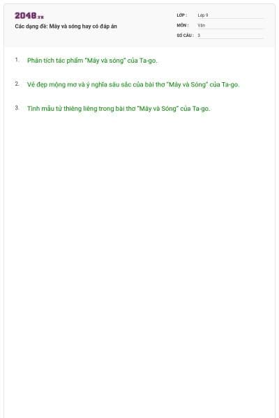 Các dạng đề: Mây và sóng hay có đáp án
