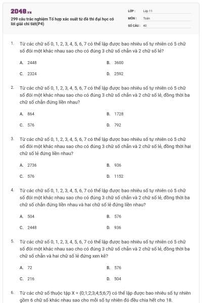 299 câu trắc nghiệm Tổ hợp xác suất từ đề thi đại học có lời giải chi tiết(P4)