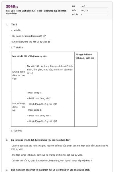 Giải VBT Tiếng Việt lớp 5 KNTT Bài 10: Những búp chè trên cây cổ thụ