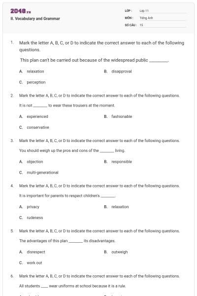 II. Vocabulary and Grammar