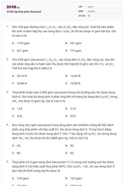 43 Bài tập thủy phân đisaccarit