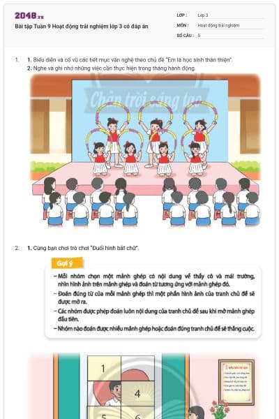 Bài tập Tuần 9 Hoạt động trải nghiệm lớp 3 có đáp án