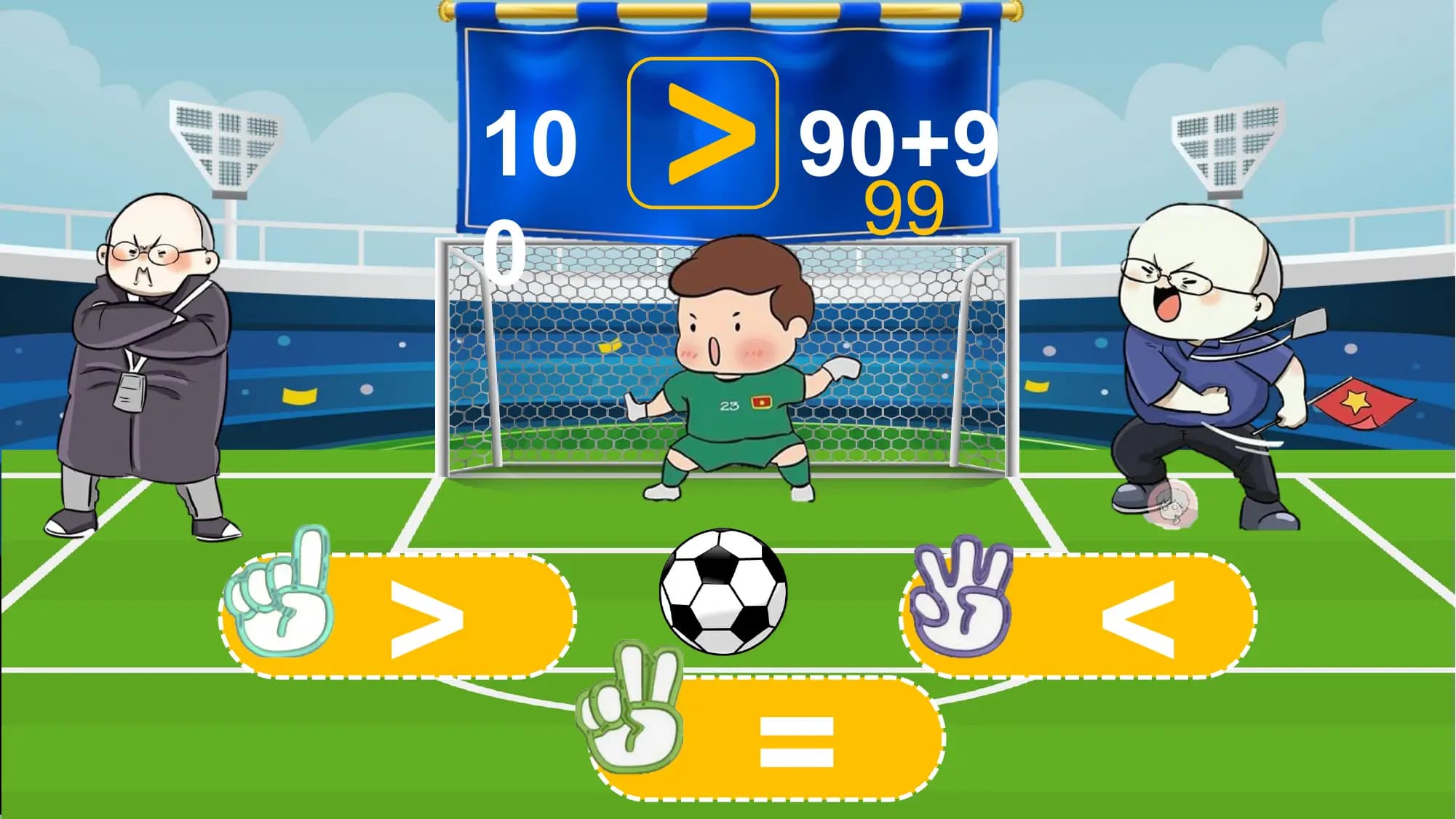 10
 0
 > 90+9
 99

> <
 =
