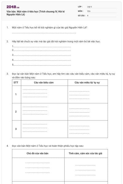 Văn bản. Một năm ở tiểu học (Trích chương IV, Hồi kí Nguyễn Hiến Lê)