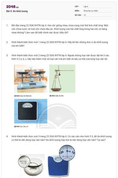 Bài 5: Đo khối lương
