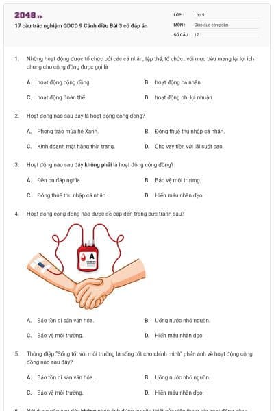 17 câu trắc nghiệm GDCD 9 Cánh diều Bài 3 có đáp án