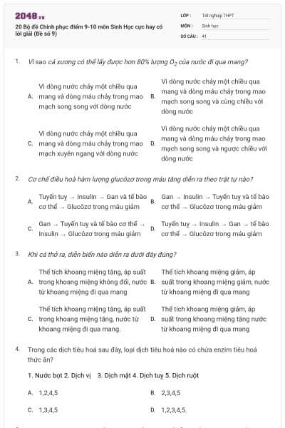 20 Bộ đề Chinh phục điểm 9-10 môn Sinh Học cực hay có lời giải (Đề số 9)