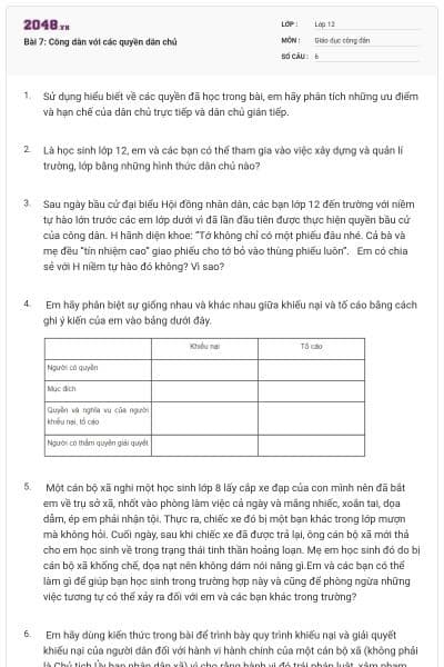 Bài 7: Công dân với các quyền dân chủ