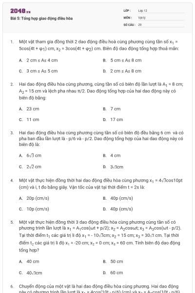 Bài 5: Tổng hợp giao động điều hòa