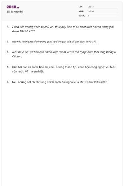 Bài 6: Nước Mĩ