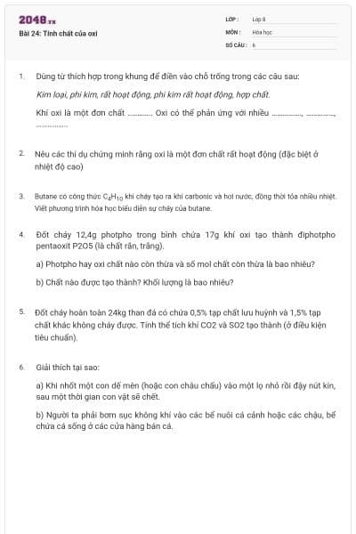 Bài 24: Tính chất của oxi