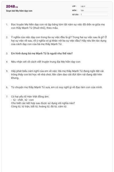 Soạn bài Mẹ hiền dạy con