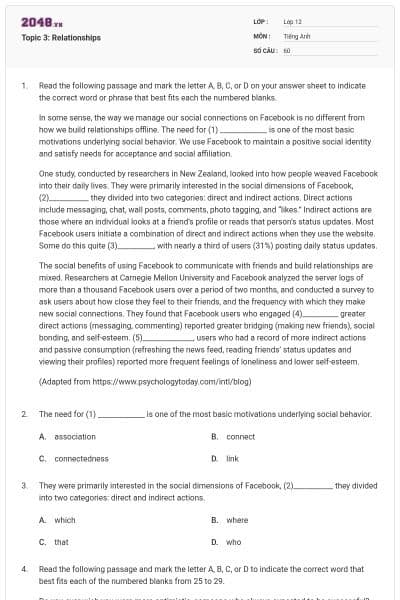 Topic 3: Relationships