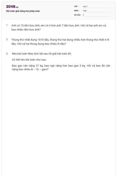 Bài toán giải bằng hai phép toán