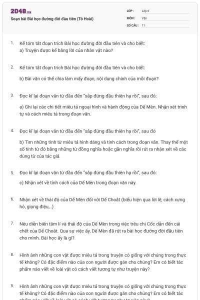 Soạn bài Bài học đường đời đầu tiên (Tô Hoài)