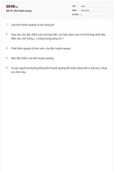 Bài 39. Đèn huỳnh quang
