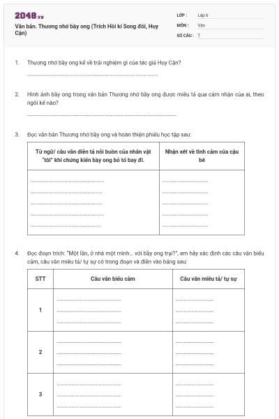 Văn bản. Thương nhớ bầy ong (Trích Hồi kí Song đôi, Huy Cận)