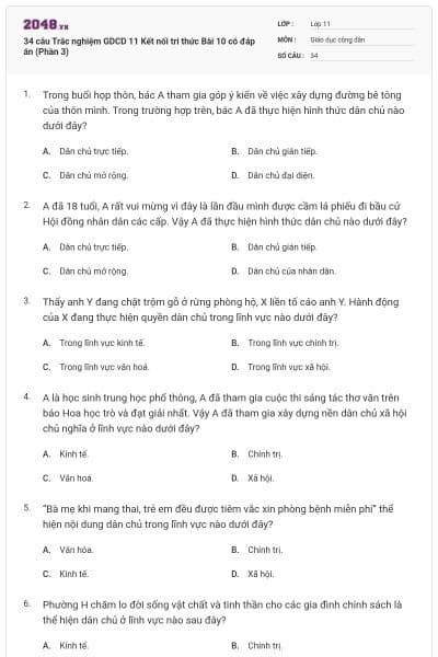 34 câu Trắc nghiệm GDCD 11 Kết nối tri thức Bài 10 có đáp án (Phần 3)