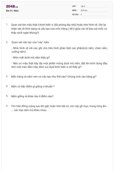 Bài 51: Nấm