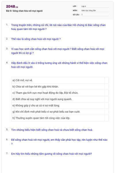 Bài 8: Sống chan hòa với mọi người