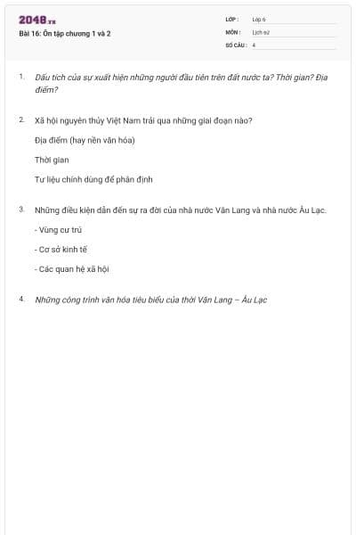 Bài 16: Ôn tập chương 1 và 2