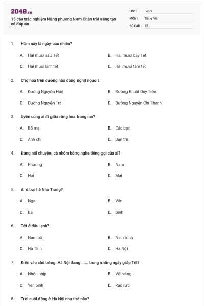 15 câu trắc nghiệm Nắng phương Nam Chân trời sáng tạo có đáp án