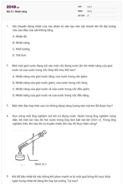 Bài 21: Nhiệt năng