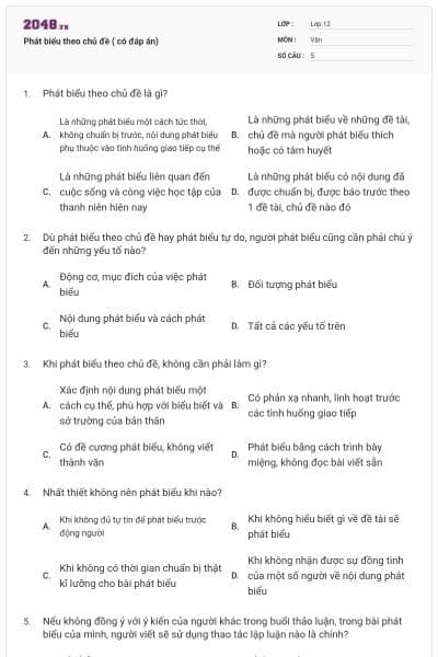Phát biểu theo chủ đề ( có đáp án)