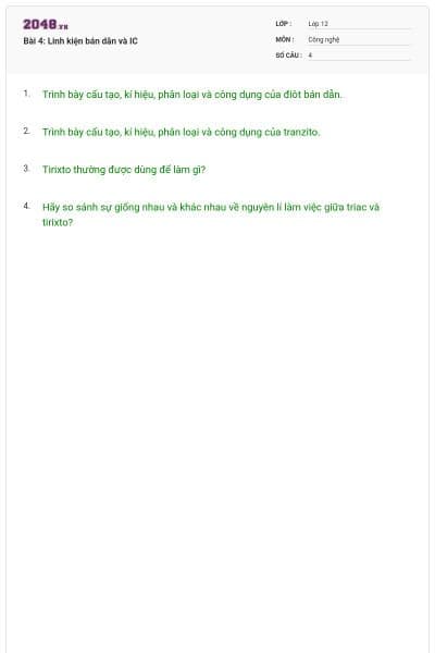 Bài 4: Linh kiện bán dẫn và IC