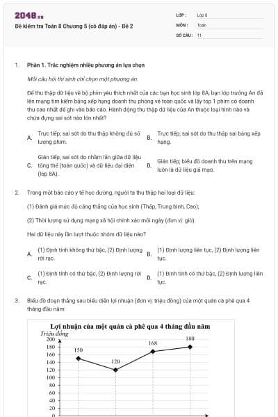Đề kiểm tra Toán 8 Chương 5 (có đáp án) - Đề 2
