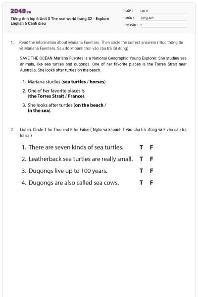 Tiếng Anh lớp 6 Unit 3 The real world trang 32 - Explore English 6 Cánh diều
