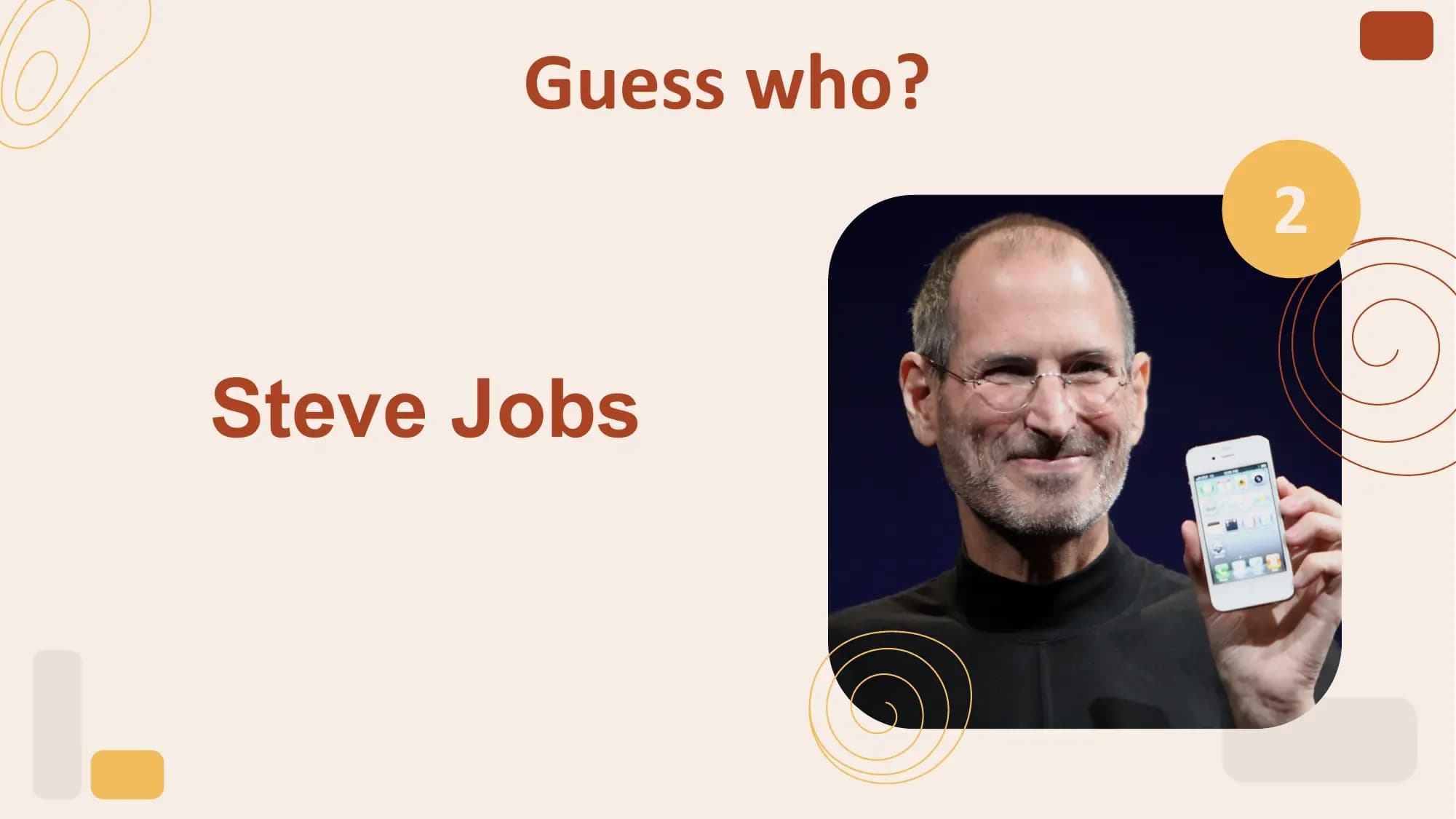 Guess who?
 2

Steve Jobs