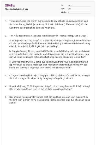 Thao tác lập luận bình luận
