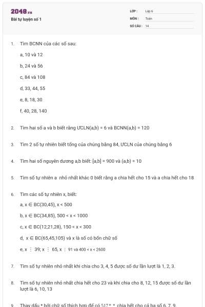 Bài tự luyện số 1