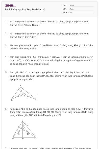 Bài 5: Trường hợp đồng dạng thứ nhất (c.c.c)