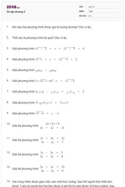 Ôn tập chương 3