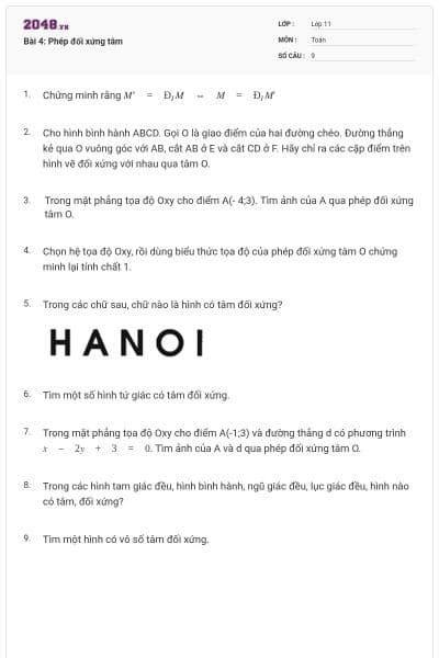 Bài 4: Phép đối xứng tâm