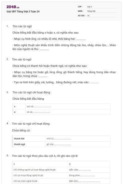 Giải VBT Tiếng Việt 3 Tuần 24
