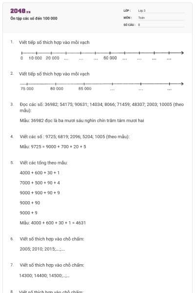 Ôn tập các số đến 100 000